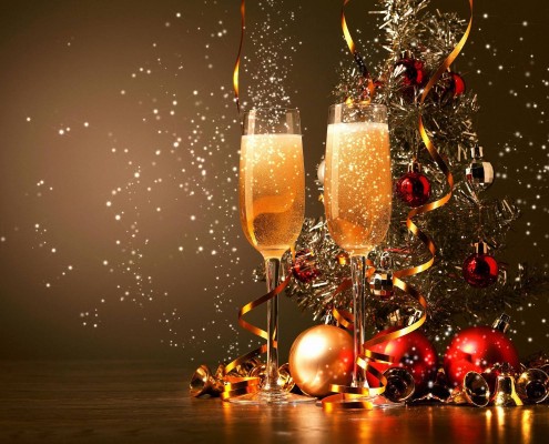 Great New Year Champagne and Decorations